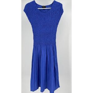 JERRY T BLUE Crinkle Crepe Stretch Dress XL